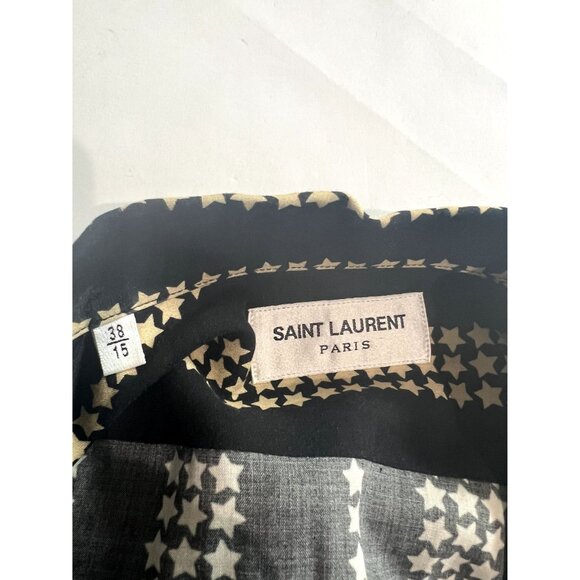 Saint Laurent Button Front Shirt in Black Cream Star - Picture 3 of 6